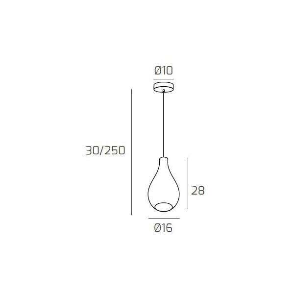 1193CR/SP-AM DROP 2.0 SOSP. CROMO 1 LUCE VETRO PICCOLO AMBRA
