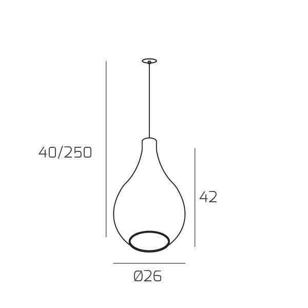 1193INCCR/SG-FU DROP 2.0 SOSP. E27 CON CAVO CM.250 GRANDE FUME' E ROSONE DA INCASSO CROMO