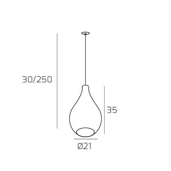 1193INCNE/SM-BR DROP 2.0 SOSP. E27 CON CAVO CM.250 MEDIO BRONZO E ROSONE DA INCASSO NERO