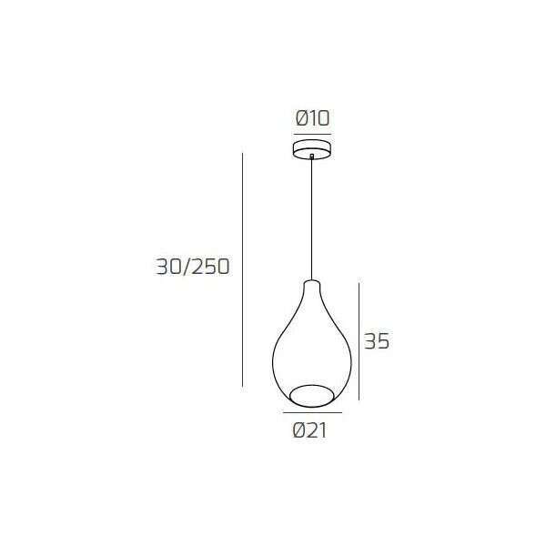 1193OS/SM-FU DROP 2.0 SOSP. OTTONE SAT. 1 LUCE VETRO MEDIO FUME'