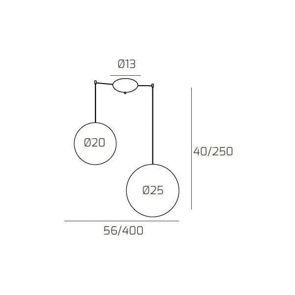 1194BI/S2 S MIX-MC BIG ECLIPSE SOSP. BIANCO 2 LUCI SPOSTABILE VETRI (1 PICCOLO AMBRA+1 MEDIO FUME')