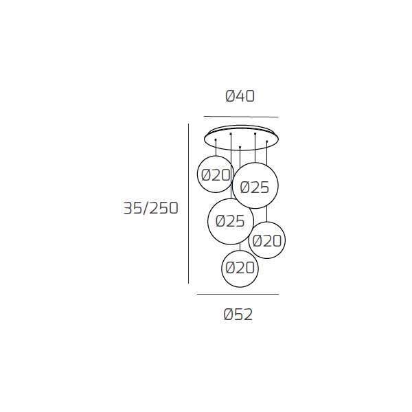 1194BI/S5 TPM-FB BIG ECLIPSE SOSP. BIANCO 5 LUCI TONDO VETRI (2 PICCOLI FUME'+1 PICCOLO BRONZO+1 MEDIO FUME'+1 MEDIO BRONZO)
