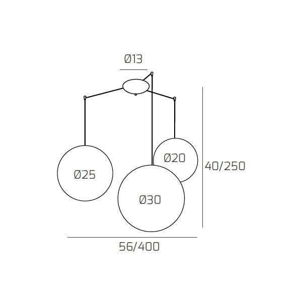 1194OS/S3 S MIX-FB BIG ECLIPSE SOSP. OTTONE SAT. 3 LUCI SPOSTABILE VETRI (1 PICCOLO FUME'+1 MEDIO BRONZO+1 GRANDE FUME')