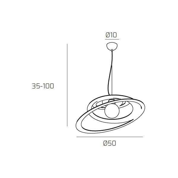 1197/S50-BI BUNGEE SOSPENSIONE D.50 CM. 1 LUCE BIANCO