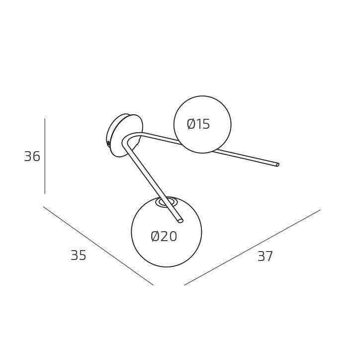1200/2-SA BOOMERANG APPLIQUE/PLAFONIERA 2 LUCI SABBIA
