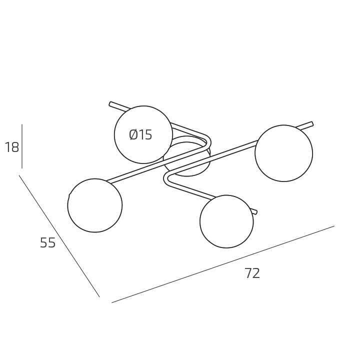 1200/PLG-SA BOOMERANG APPLIQUE/PLAFONIERA 4 LUCI SABBIA