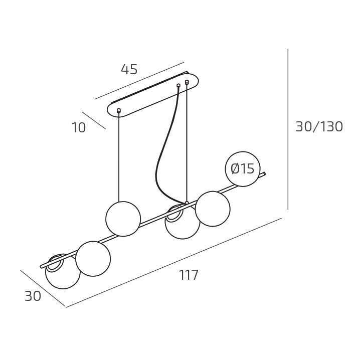 1200/S6-SA BOOMERANG SOSPENSIONE 6 LUCI SABBIA