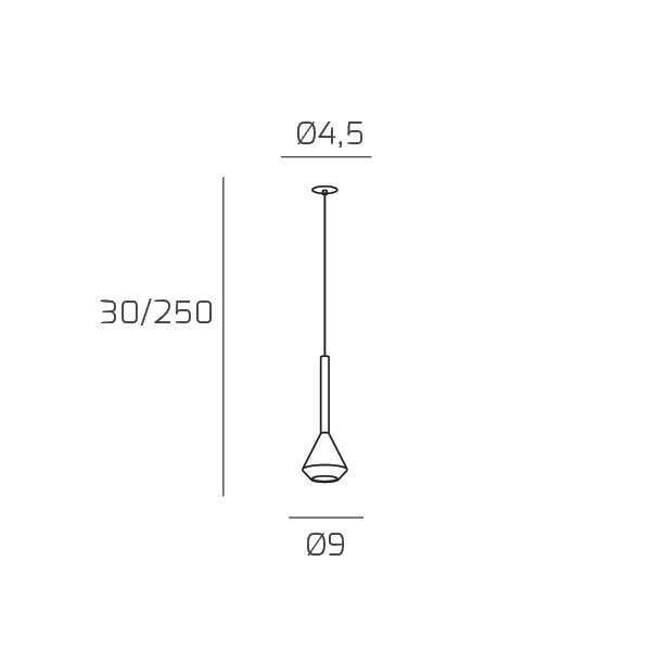 1202INCCR/S1-NE AYGO SOSP. 1 LUCE NERO CON CAVO CM.250 E ROSONE DA INCASSO CROMO