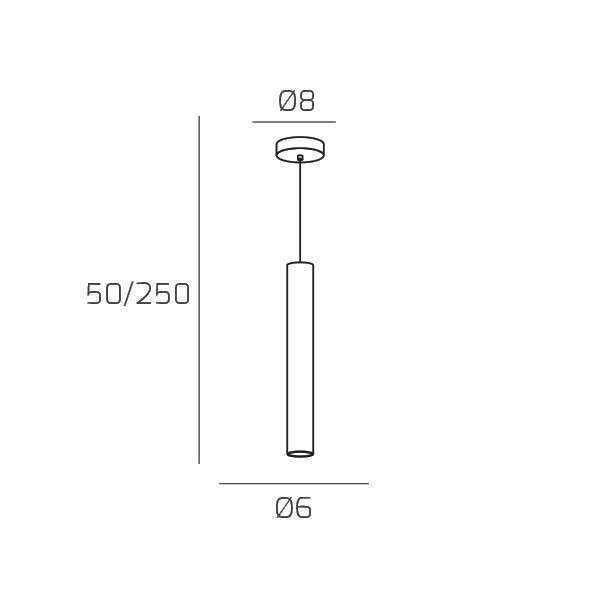 1203OT/S1-AL XENA SOSP. 1 LUCE ALLUMINIO CON CAVO CM.250 E ROSONE OTTONE