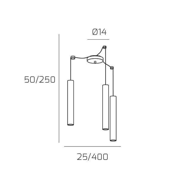 1203SA/S3 S-BR XENA SOSP. 3 LUCI SPOSTABILE BRONZO CON CAVO CM.250 E ROSONE SABBIA