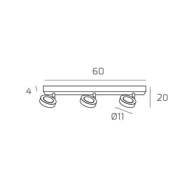 1204/3 R-BI RYAN APPLIQUE/PLAFONIERA 3 LUCI RETTANGOLARE BIANCO