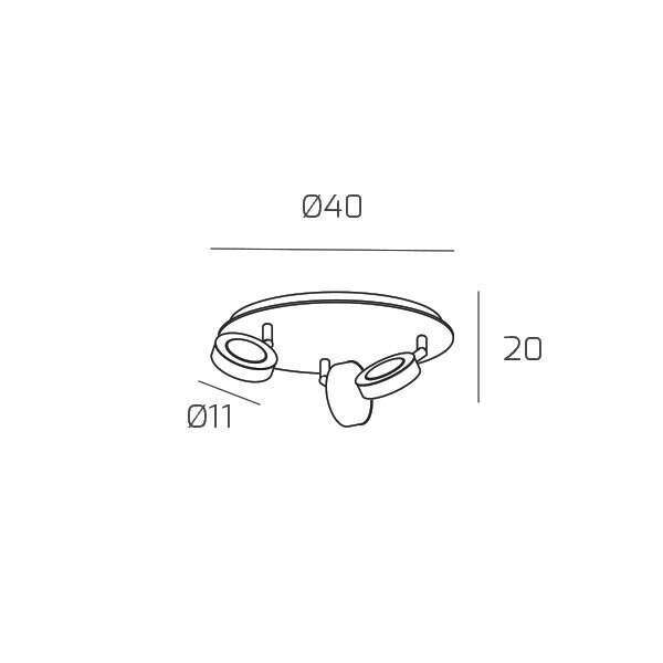 1204/3 T-BI RYAN APPLIQUE/PLAFONIERA 3 LUCI TONDA BIANCO