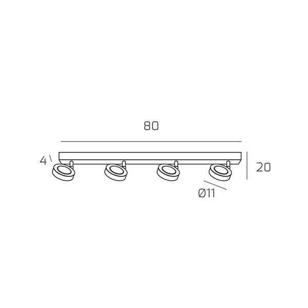 1204/4 R-BI RYAN APPLIQUE/PLAFONIERA 4 LUCI RETTANGOLARE BIANCO
