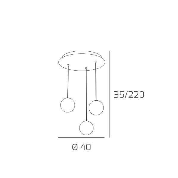 1206CR/S3 INSIDE SOSP. TONDA 3 LUCI CROMO