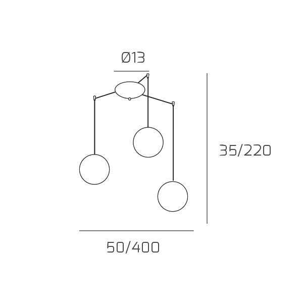 1206CR/S3 S INSIDE SOSP. SPOSTABILE 3 LUCI CROMO