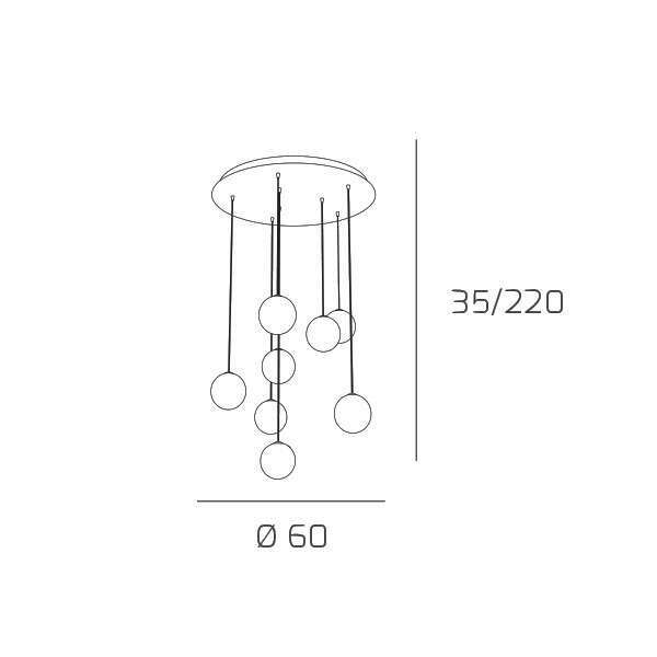 1206CR/S8 INSIDE SOSP. TONDA 8 LUCI CROMO