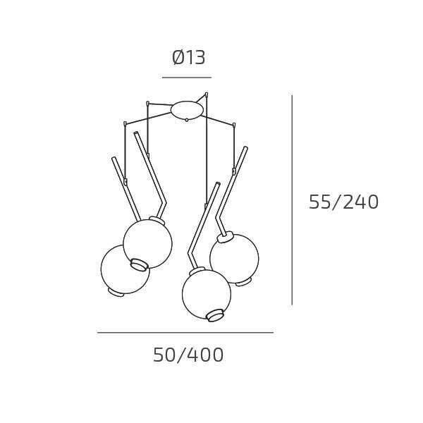 1207NB/S4 S-TA V-LINE SOSP. NEARLY BLACK 4 LUCI SPOSTABILE VETRI 2X TRASPARENTE + 2X AMBRA