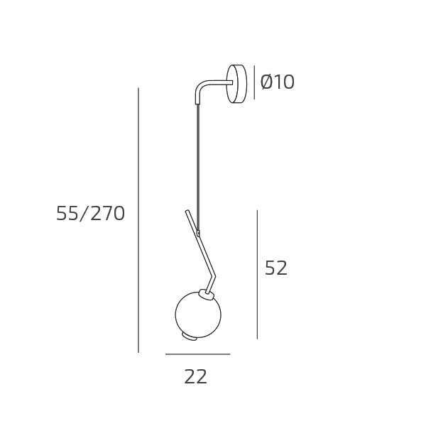 1207SA/A-BL V-LINE APPLIQUE SABBIA REGOLABILE 1 LUCE VETRO BLU