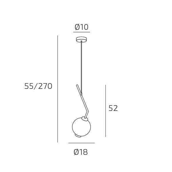 1207SA/S1-FU V-LINE SOSP. SABBIA 1 LUCE VETRO FUME