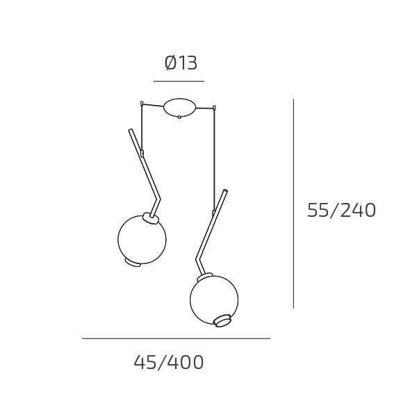 1207SA/S2 S-TA V-LINE SOSP. SABBIA 2 LUCI SPOSTABILE VETRI 1X TRASPARENTE + 1X AMBRA