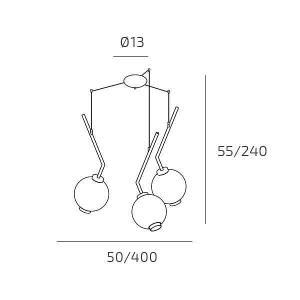 1207SA/S3 S-AB V-LINE SOSP. SABBIA 3 LUCI SPOSTABILE VETRI 2X AMBRA + 1X BRONZO
