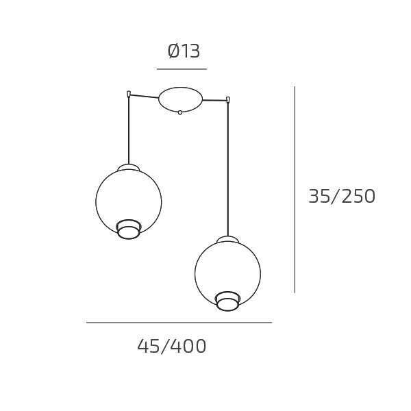 1215CR/S2 S-MC WAX SOSP. CROMO 2 LUCI SPOSTABILE VETRI 1X AMBRA + 1X FUME