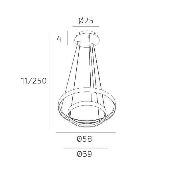 1216/S2-BI MALIKA SOSPENSIONE 2 ANELLI 40+60 CM. BIANCO LED 70W CCT SWITCH CRI90