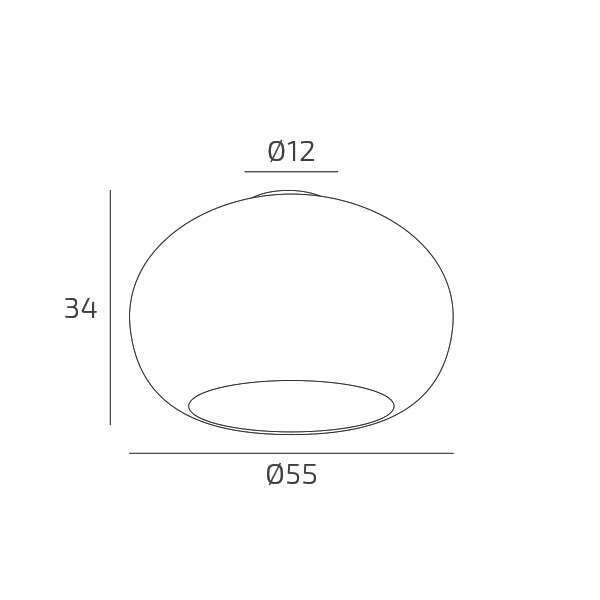 1218/PL55-BI CASPER PLAFONIERA 55 CM. 1 LUCE MONTATURA BIANCA VETRO BIANCO OPALE SATINATO