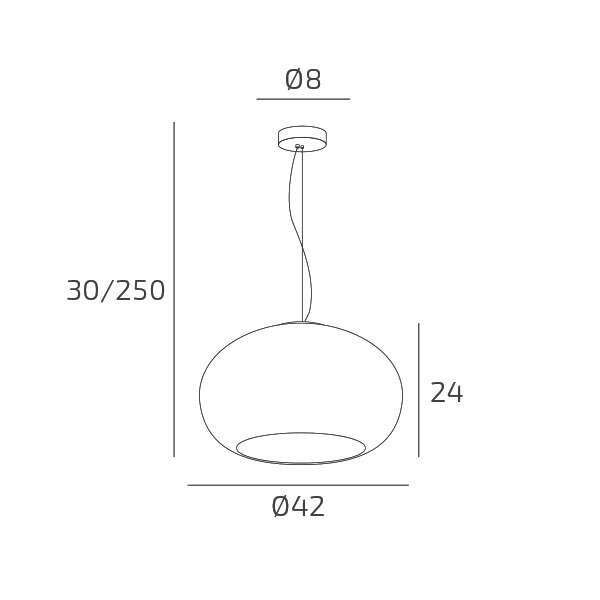 1218/S42-BI CASPER SOSPENSIONE 42 CM. 1 LUCE MONTATURA BIANCA VETRO BIANCO OPALE SATINATO
