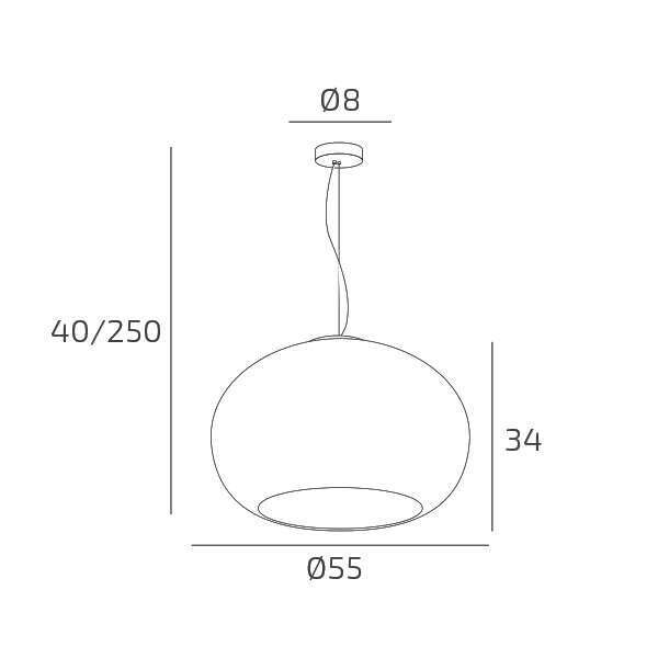 1218/S55-BI CASPER SOSPENSIONE 55 CM. 1 LUCE MONTATURA BIANCA VETRO BIANCO OPALE SATINATO