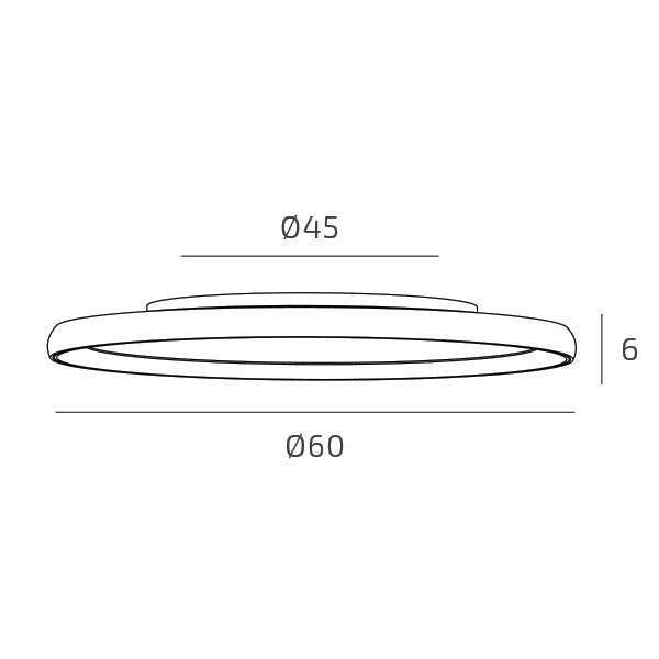 1221/60-SA PLANA APPLIQUE/PLAFONIERA D.60 CM. SABBIA BIEMISSIONE DOPPIA ACCENSIONE WALL STEP + CCT 3000/3500/4000 SWITCH