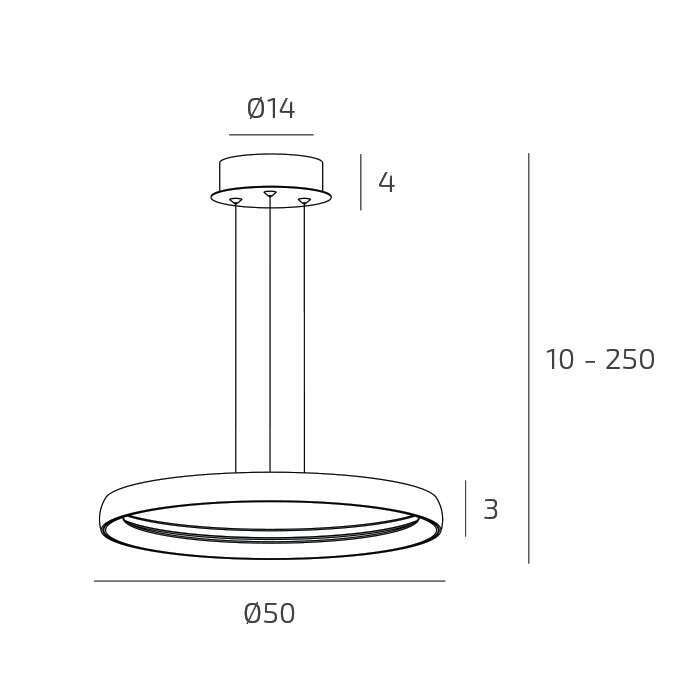 1221/S50-NE PLANA SOSPENSIONE D.50 CM. NERO CCT 3000/3500/4000 SWITCH