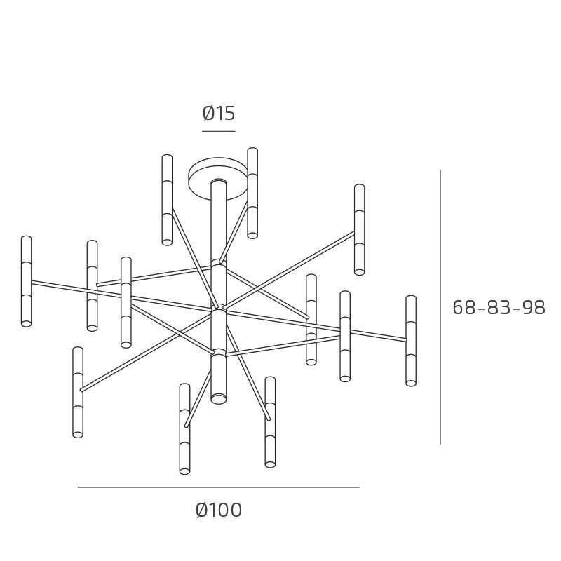 1226/100-SA SPACE SOSPENSIONE 24 LUCI SABBIA