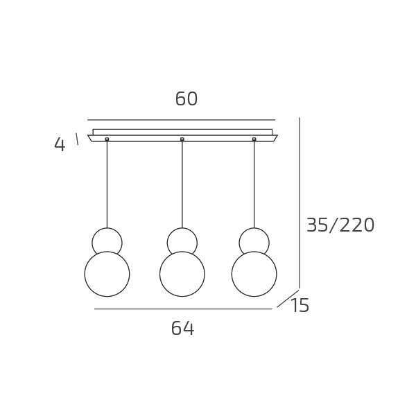 1228/S3 R-MC COTTAGE SOSPENSIONE RETTANGOLARE 3 LUCI MULTICOLOR (1XVE+1XBL+1XRT)