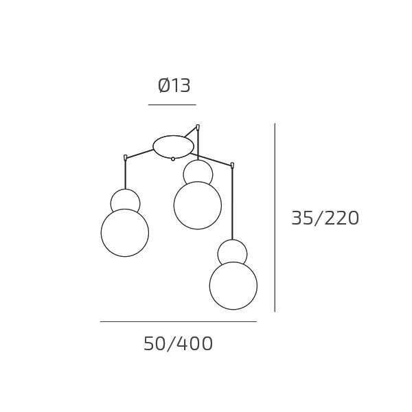 1228/S3 S-VE COTTAGE SOSPENSIONE SPOSTABILE 3 LUCI VERDE