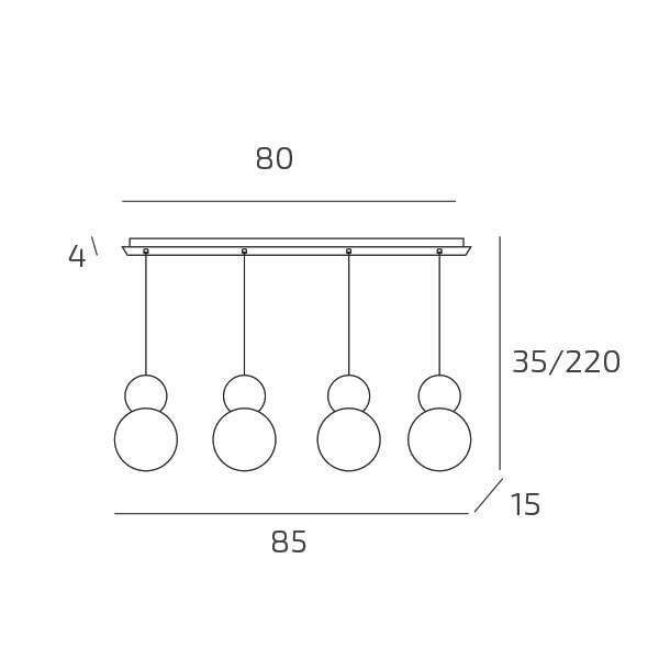 1228/S4 R-VE COTTAGE SOSPENSIONE RETTANGOLARE 4 LUCI VERDE