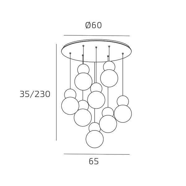 1228/S8 T-RT COTTAGE SOSPENSIONE TONDA 8 LUCI TERRA ROSSA