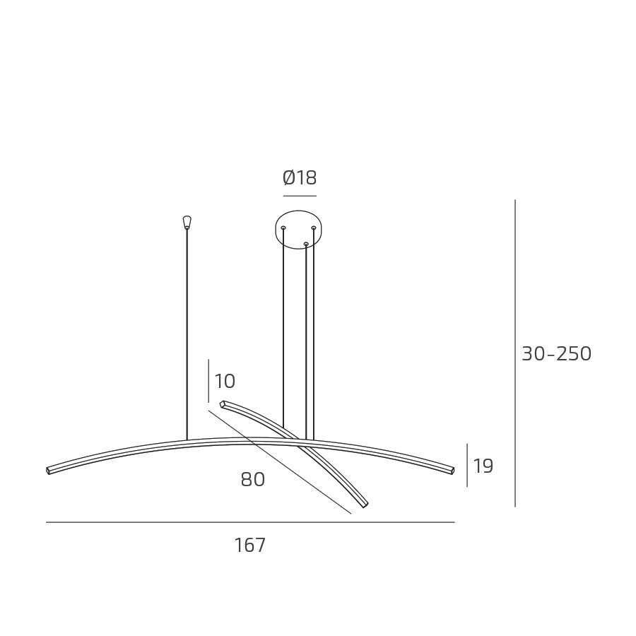1229/S-OC KAWAII SOSPENSIONE ORO CHAMPAGNE WALL STEP DIMM + CCT 3000/3500/4000 SWITCH