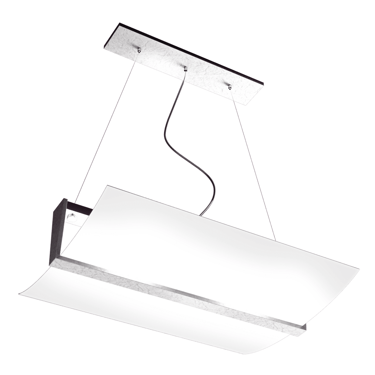 1019/S50-FA WOOD SOSPENSIONE CM.50 2 LUCI FOGLIA ARGENTO