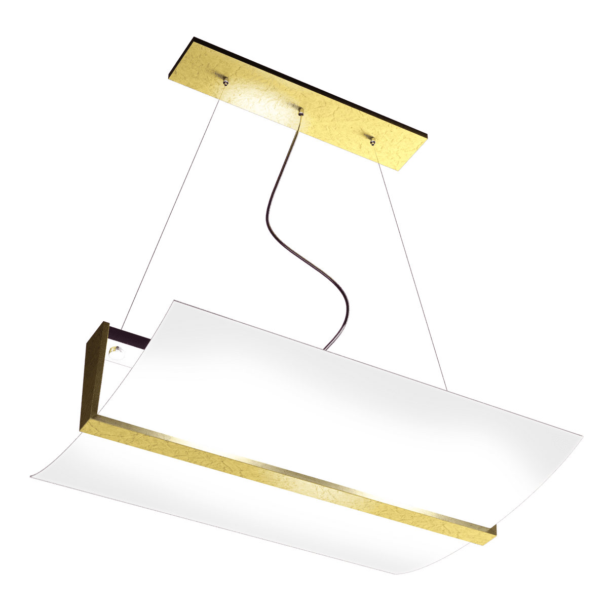 1019/S50-FO WOOD SOSPENSIONE CM.50 2 LUCI FOGLIA ORO