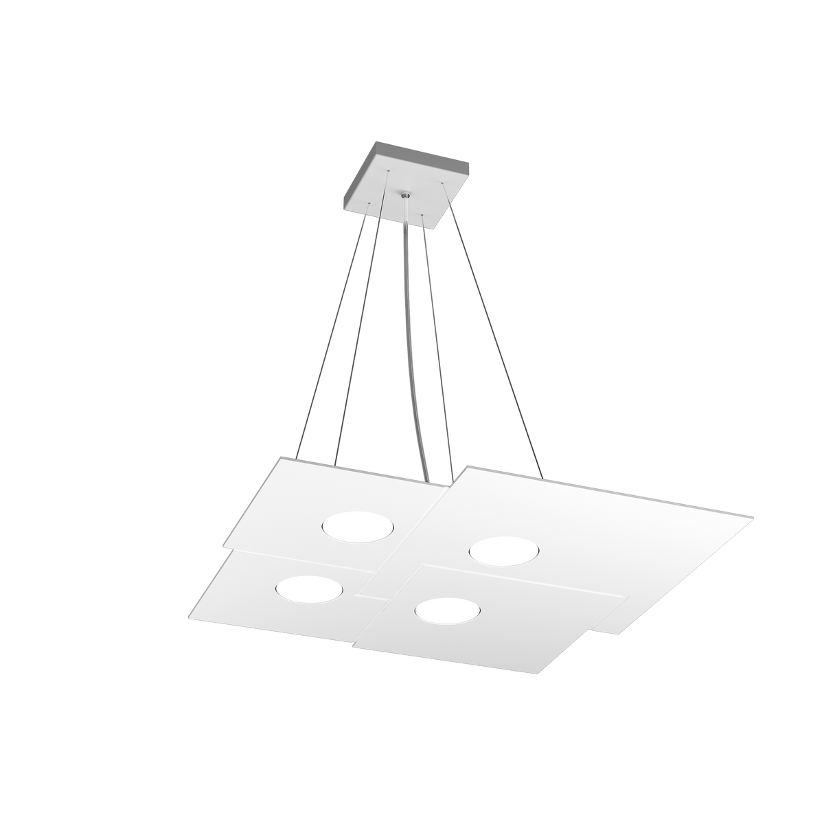 1129/S4-BI PLATE SOSPENSIONE 4 LUCI QUADRA BIANCO