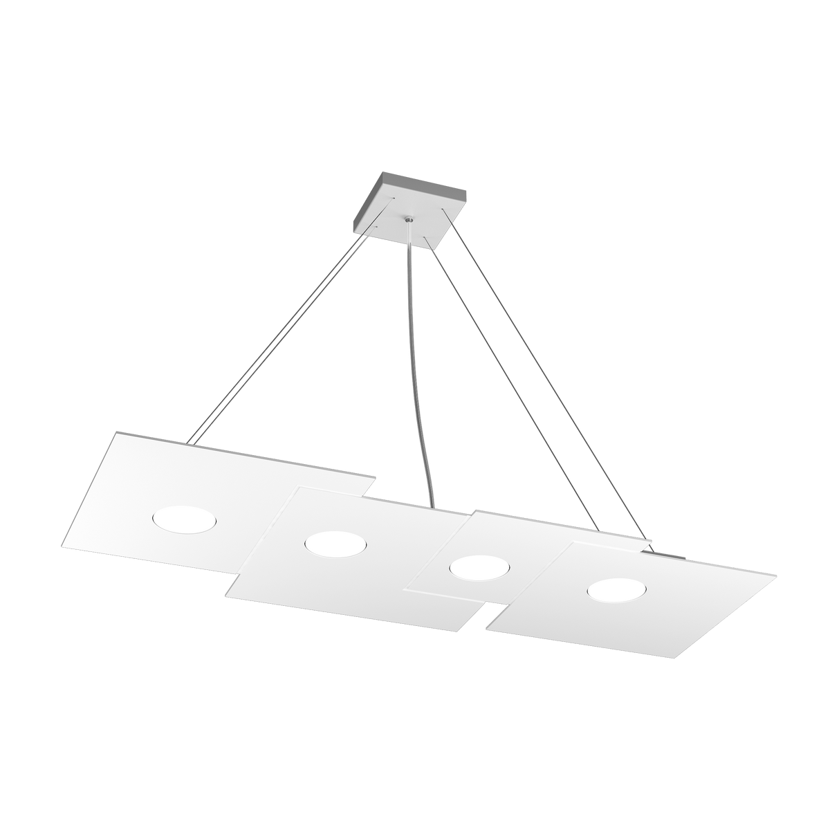 1129/S4 R-BI PLATE SOSPENSIONE 4 LUCI RETTANGOLARE BIANCO