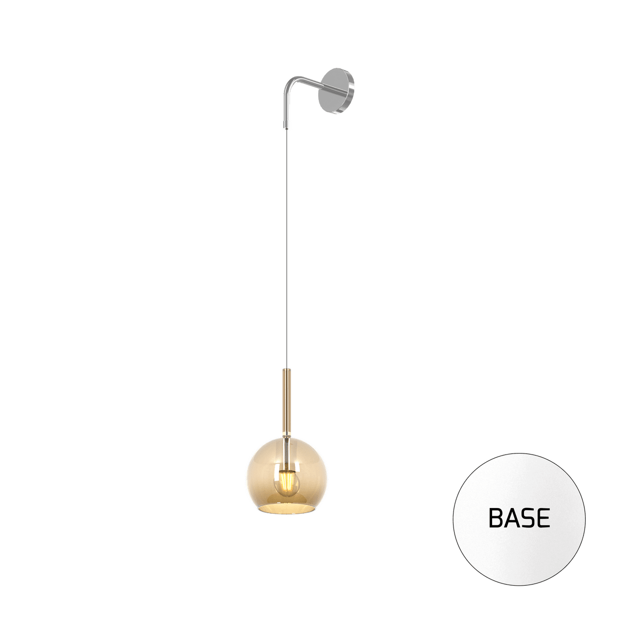 1155BI/A-AM FUTURE APPLIQUE BIANCO 1 LUCE PICCOLA VETRO AMBRA