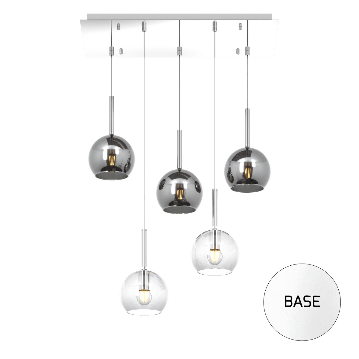 1155BI/S5 RP-TC FUTURE SOSP. BIANCO RETTANGOLARE 5 LUCI VETRI TUTTI PICCOLO (2X TR+ 3X CR)