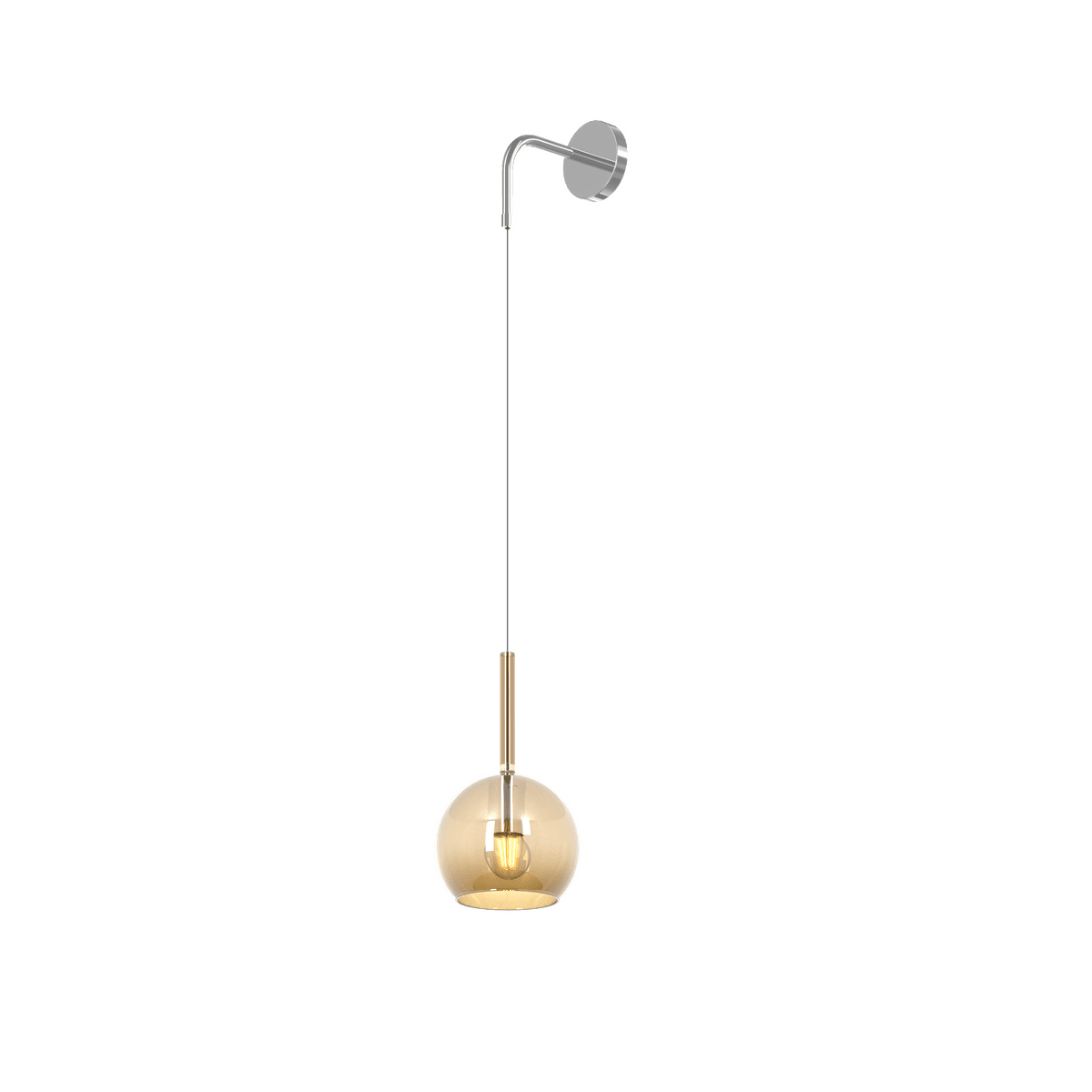 1155CR/A-AM FUTURE APPLIQUE CROMO 1 LUCE PICCOLA VETRO AMBRA