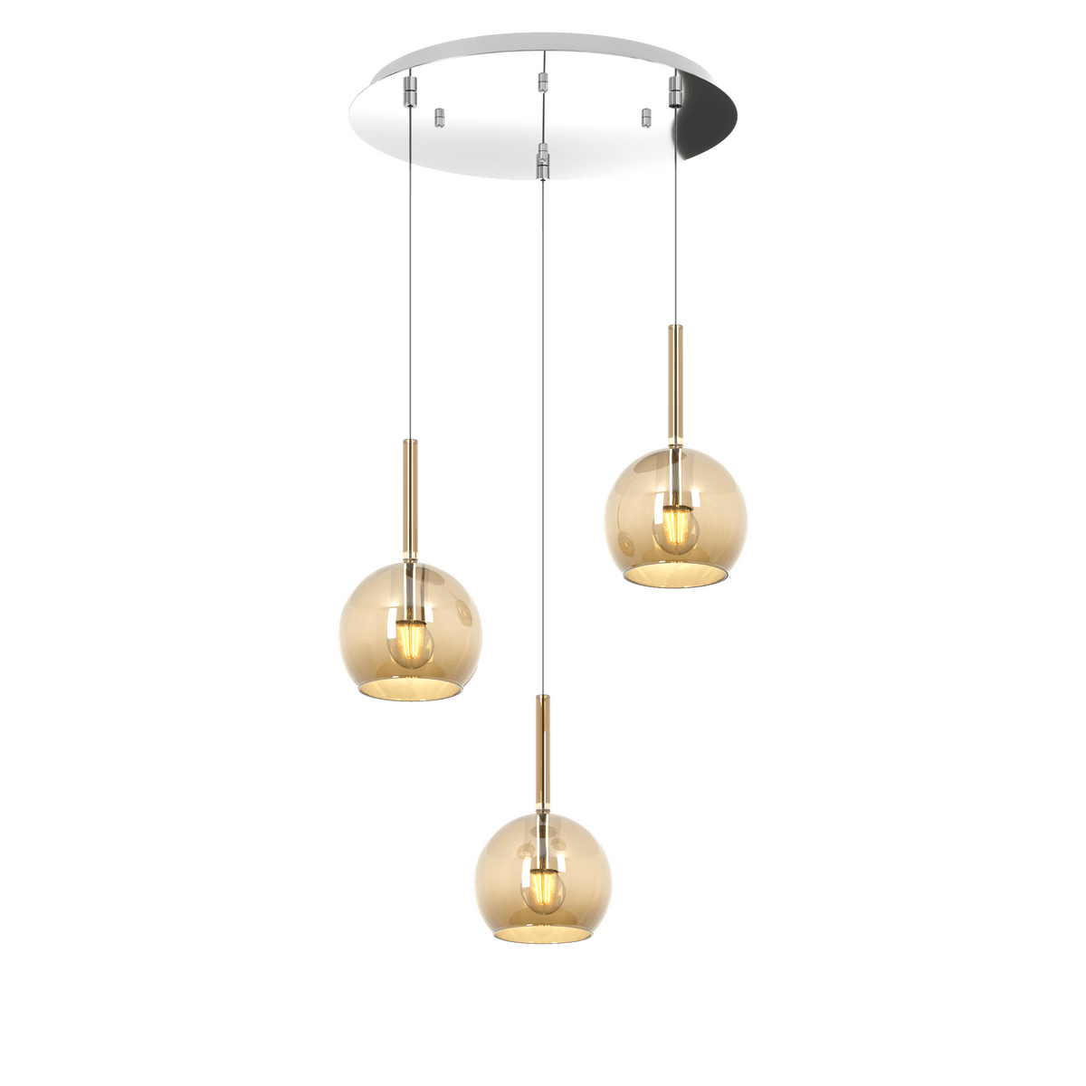 1155CR/S3 TP-AM FUTURE SOSP. CROMO TONDA 3 LUCI VETRI TUTTI PICCOLO AMBRA