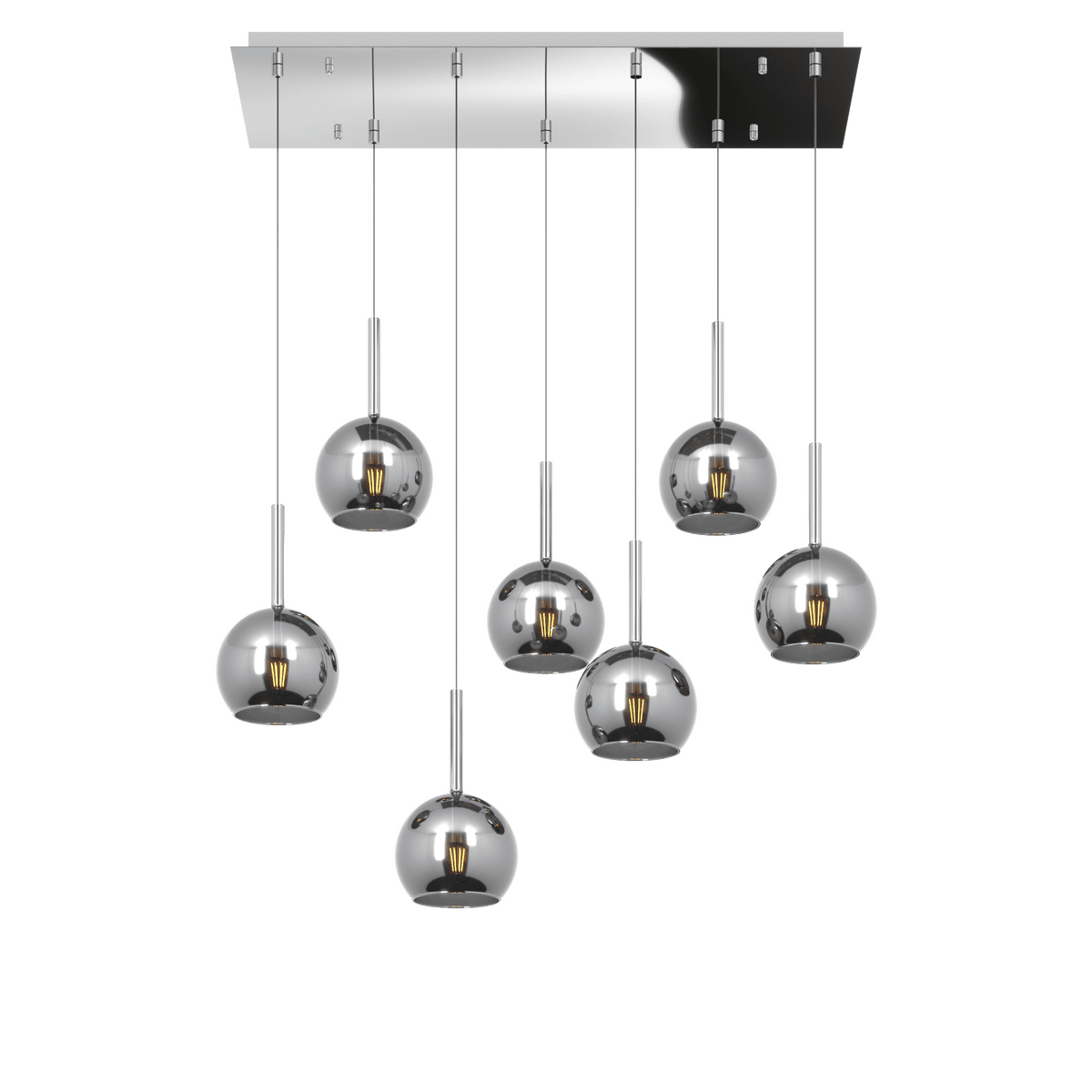 1155CR/S7 RP-CR FUTURE SOSP. CROMO RETTANGOLARE 7 LUCI VETRI TUTTI PICCOLO CROMO