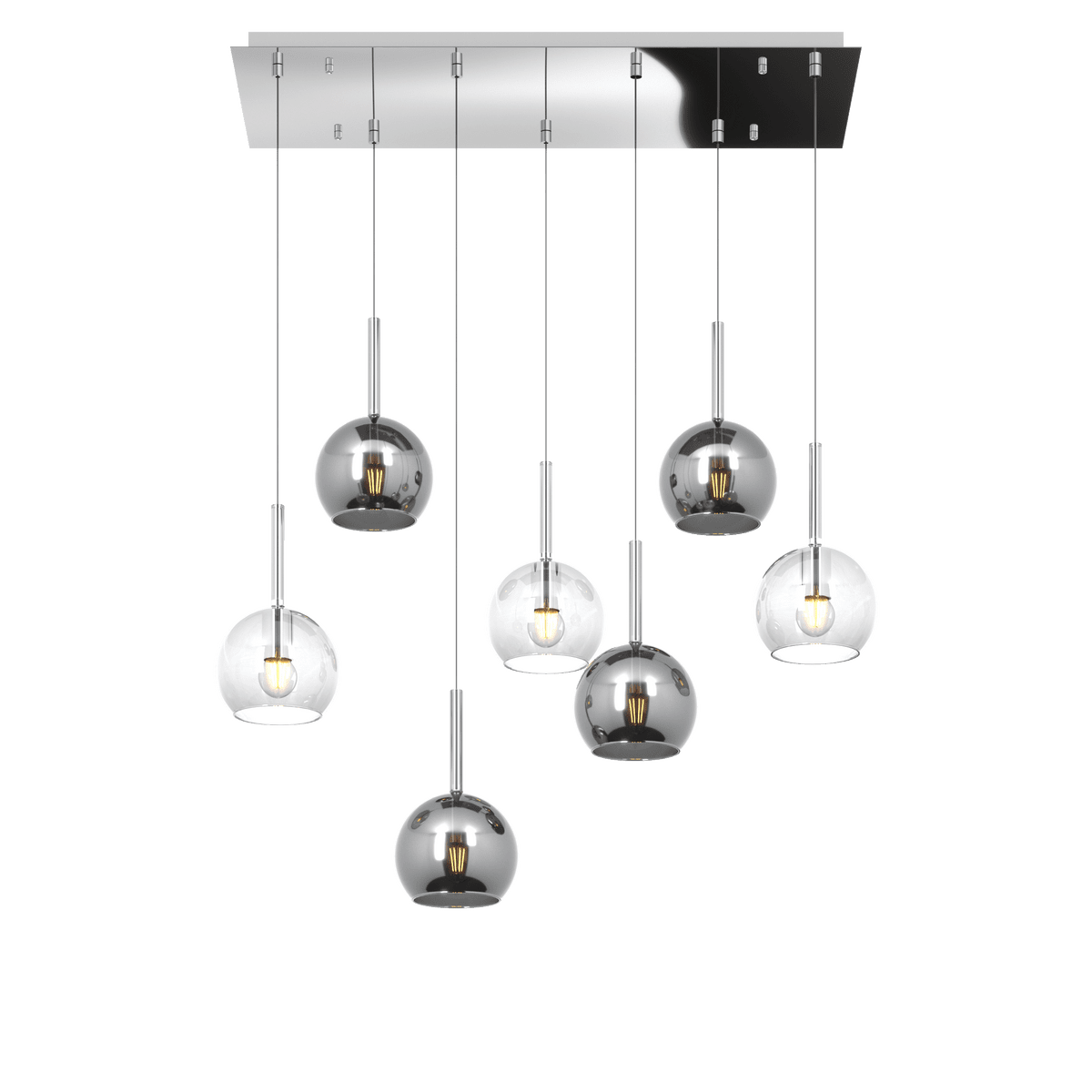 1155CR/S7 RP-TC FUTURE SOSP. CROMO RETTANGOLARE 7 LUCI VETRI TUTTI PICCOLO (3X TR+ 4X CR)