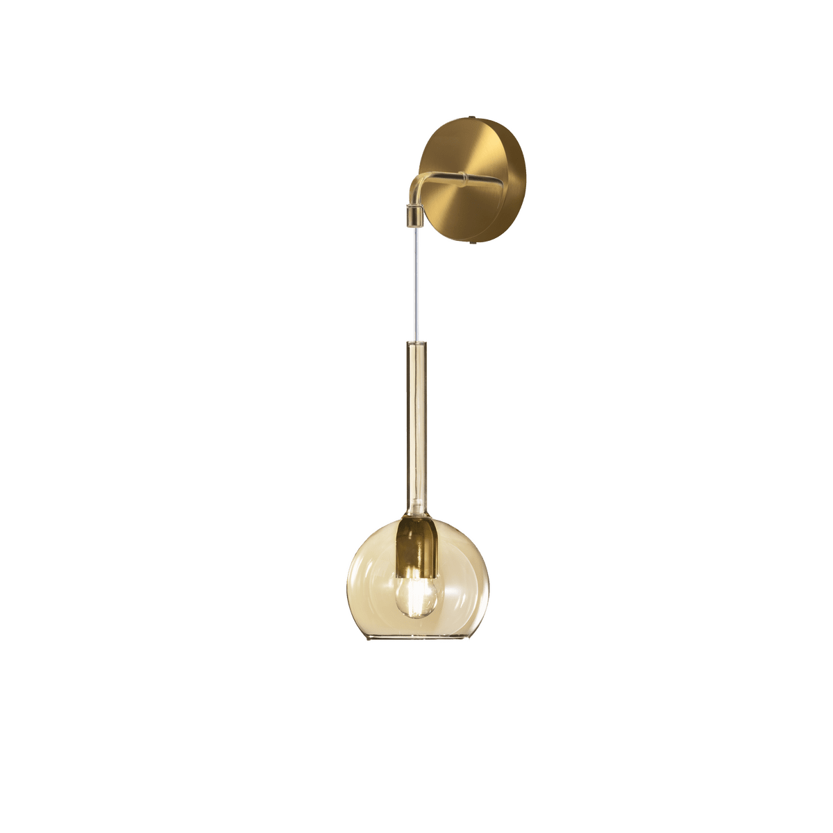 1155OS/A-AM FUTURE APPLIQUE OTTONE SAT. 1 LUCE PICCOLA VETRO AMBRA