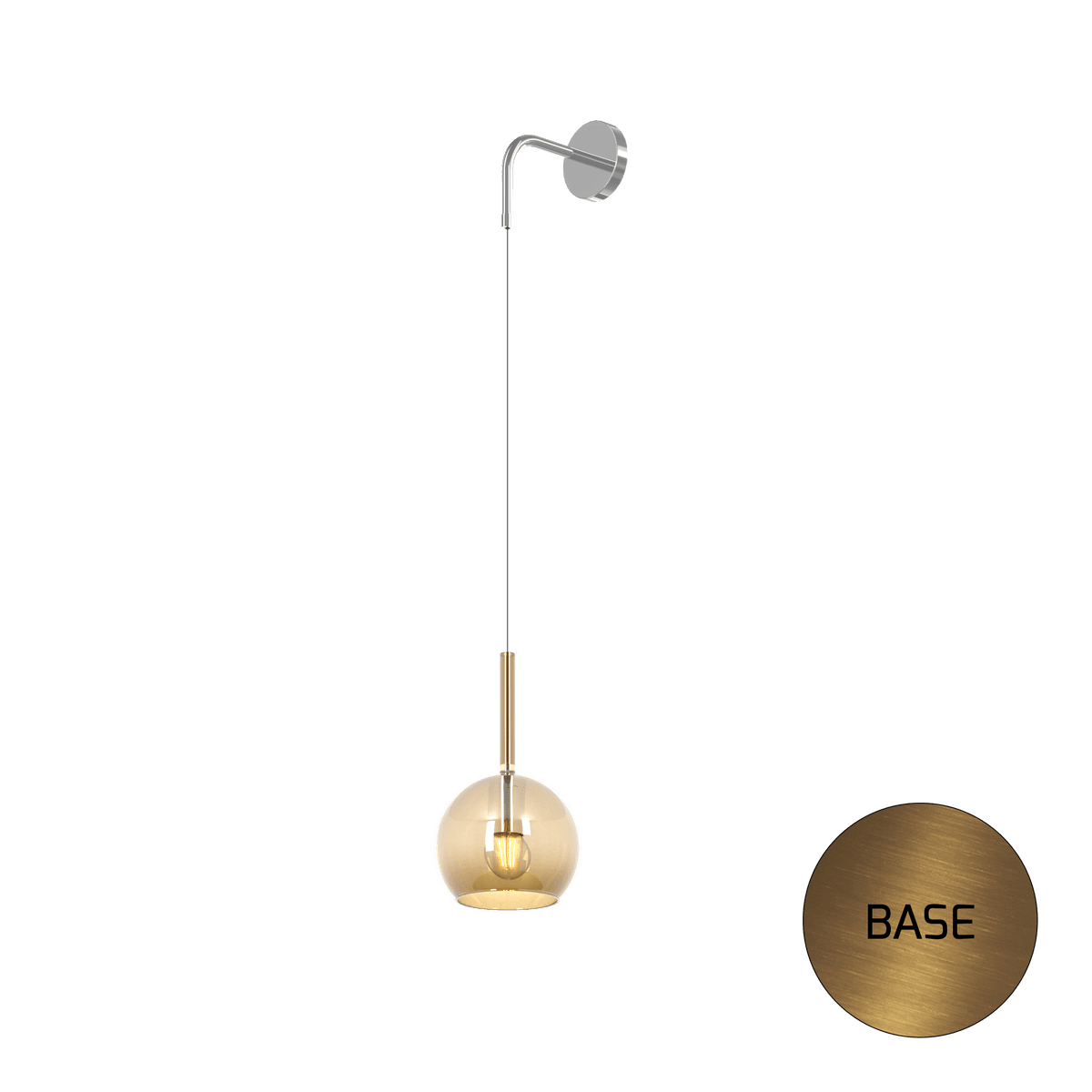 1155OS/A-AM FUTURE APPLIQUE OTTONE SAT. 1 LUCE PICCOLA VETRO AMBRA